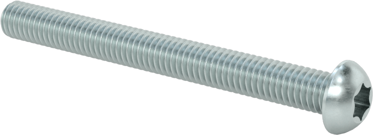 Çinko Kaplı Çelik Düğme Başlı Torx Vidaları, Sınıf 8.8, M6 x 1 mm Diş, 60 mm Uzunluk