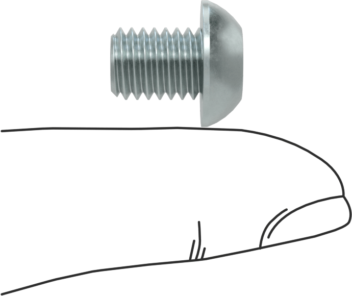 Çinko Kaplı Çelik Düğme Başlı Torx Vidaları, Sınıf 8.8, M8 x 1,25 mm Diş, 10 mm Uzunluk