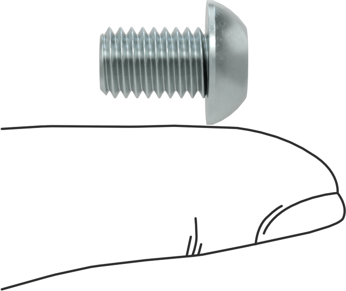 Çinko Kaplı Çelik Düğme Başlı Torx Vidaları, Sınıf 8.8, M8 x 1,25 mm Diş, 12 mm Uzunluk