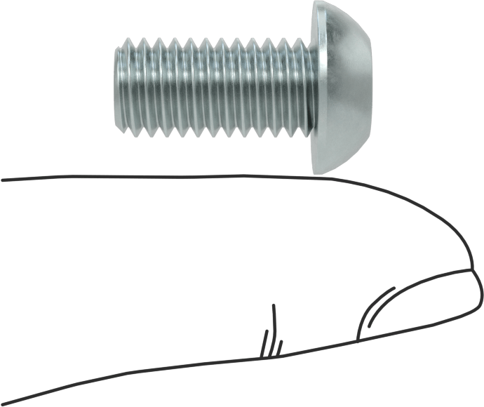 Çinko Kaplı Çelik Düğme Başlı Torx Vidaları, Sınıf 8.8, M8 x 1,25 mm Diş, 16 mm Uzunluk