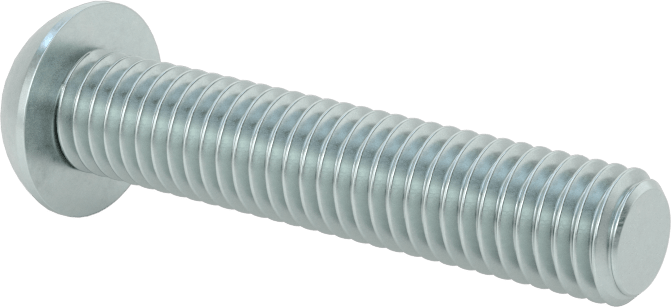 Çinko Kaplı Çelik Düğme Başlı Torx Vidaları, Sınıf 8.8, M8 x 1,25 mm Diş, 40 mm Uzunluk