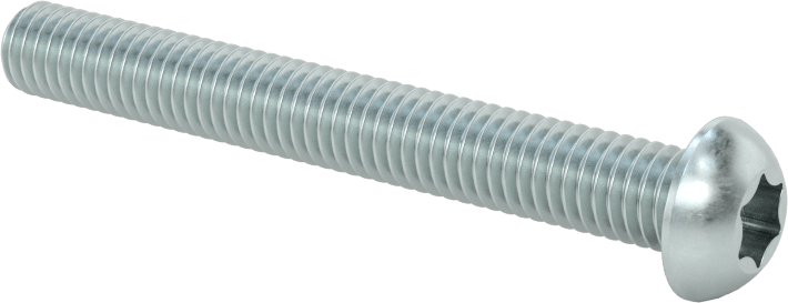 Çinko Kaplı Çelik Düğme Başlı Torx Vidaları, M6 x 1 mm Diş, 50 mm Uzunluk