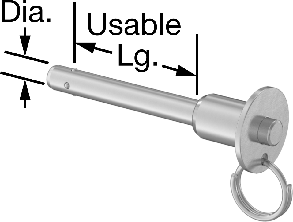 Topuzlu Tutamaklı Kilitleme Hızlı Açma Pimi, Strong-Hold, 17-4 PH Paslanmaz Çelik, 1/4" Çap, 4-1/2" Kullanılabilir Uzunluk
