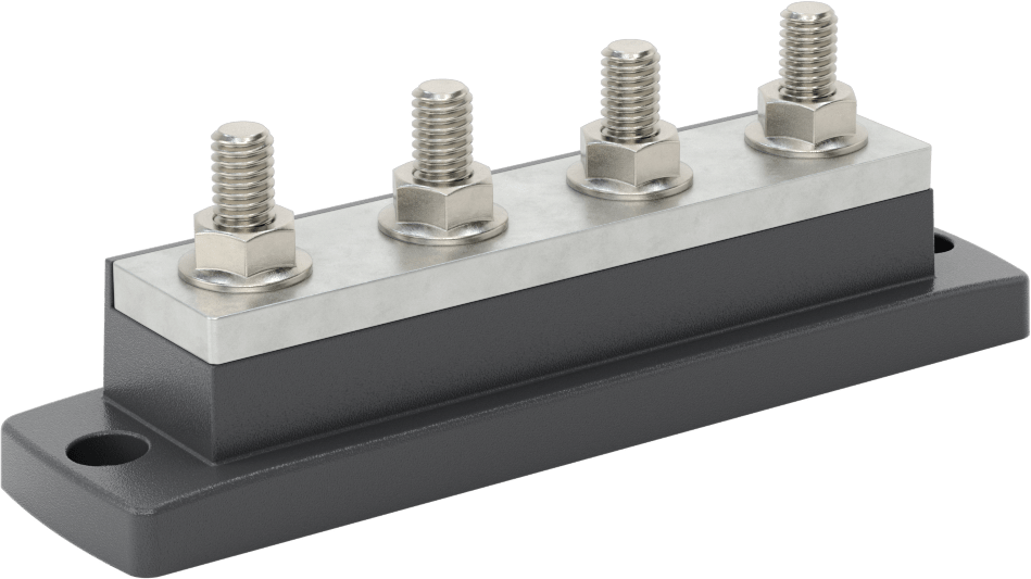 Zorlu Ortam Yüksek Akım Dağıtım Çubuğu, Saplama Terminalleri ile, 250A @ 300V AC ve 48V DC, 5-7/8" Uzunluk