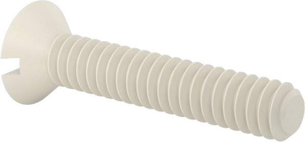 Naylon Oluklu Düz Başlı Vidalar, 100 Derece Havşa Açısı, 4-40 Diş Boyutu, 5/8" Uzunluk