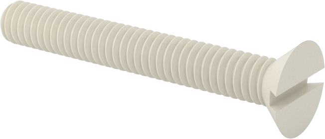 Naylon Oluklu Düz Başlı Vidalar, 100 Derece Havşa Açısı, 8-32 Diş Boyutu, 1-1/4" Uzunluk