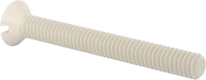 Naylon Oluklu Düz Başlı Vidalar, 100 Derece Havşa Açısı, 8-32 Diş Boyutu, 1-1/2" Uzunluk