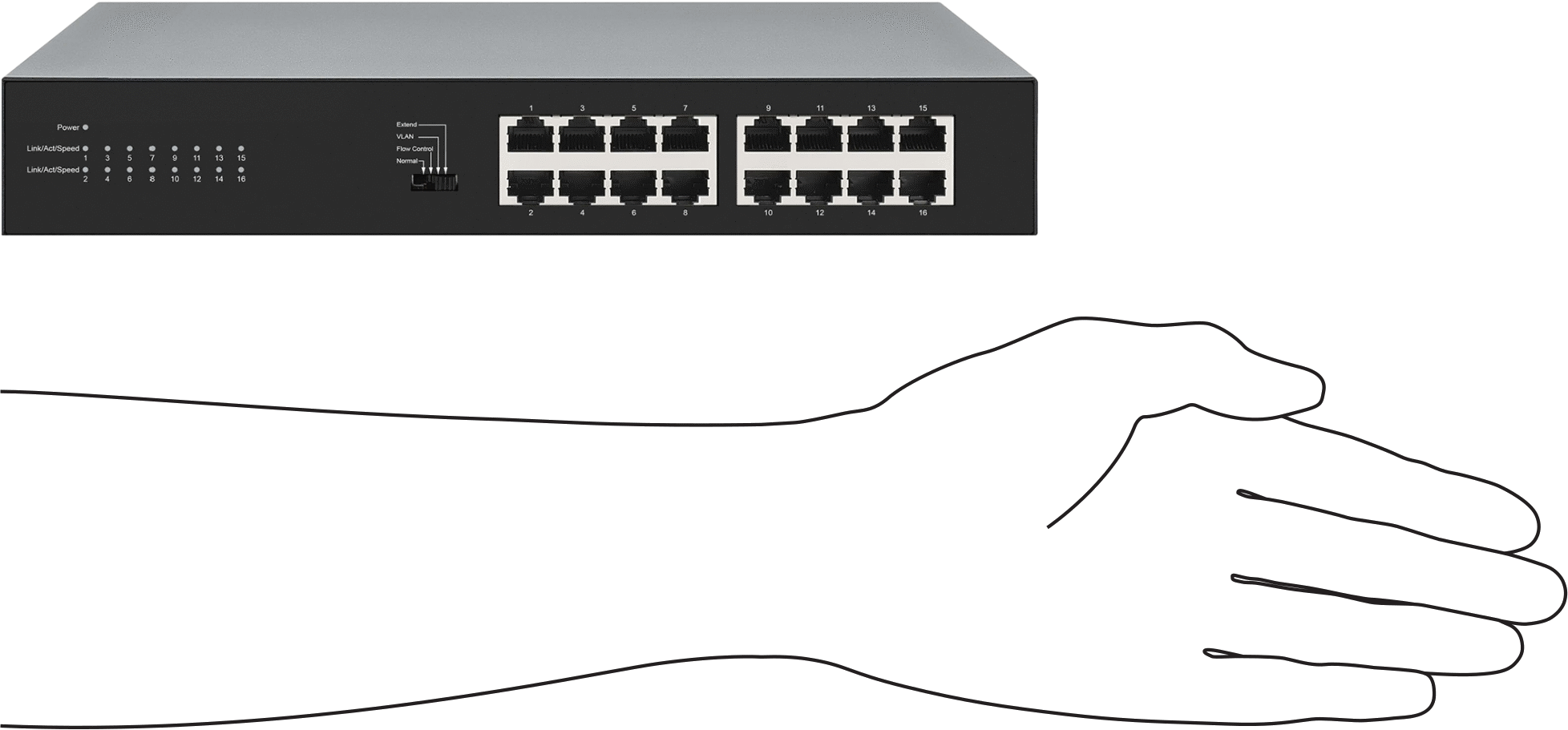Raf Montajlı Ethernet Anahtarı, 16 Soketli