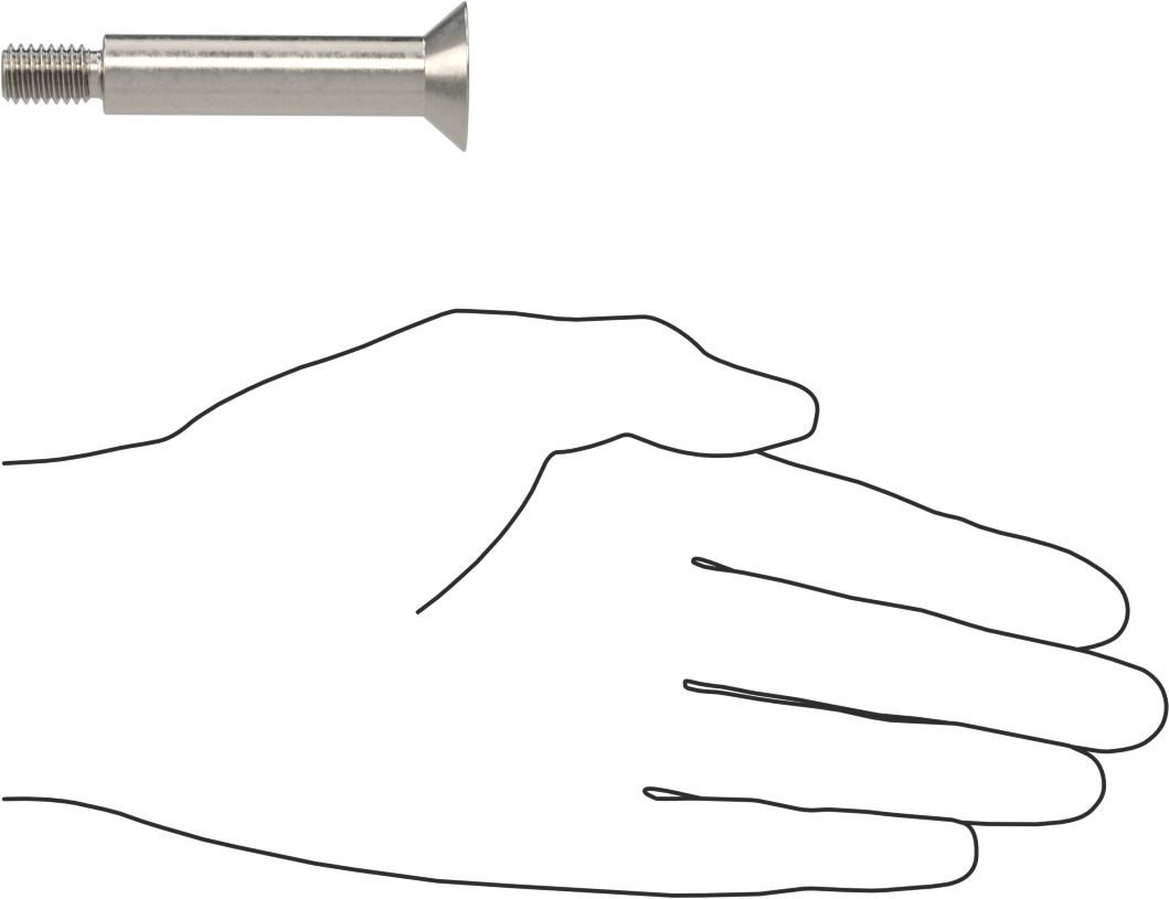 18-8 Paslanmaz Çelik Omuzlu Vida, 1/2" Omuz Çapı, 2" Omuz Uzunluğu, 3/8"-16 Diş