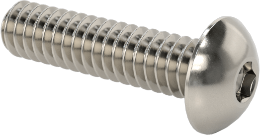 18-8 Paslanmaz Çelik Düğme Başlı Altıgen Soketli Vida, 0-80 Diş Boyutu, 1/4" Uzunluk