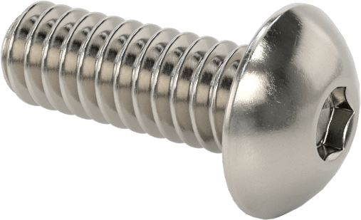 18-8 Paslanmaz Çelik Düğme Başlı Altıgen Soketli Vida, 2-56 Diş Boyutu, 1/4" Uzunluk