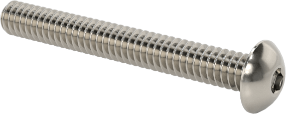18-8 Paslanmaz Çelik Düğme Başlı Altıgen Soketli Vida, 0-80 Diş Boyutu, 1/2" Uzunluk