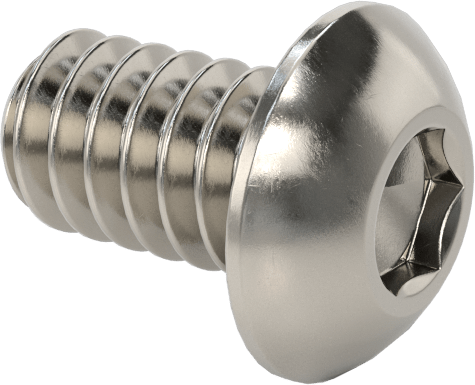 18-8 Paslanmaz Çelik Düğme Başlı Altıgen Soketli Vida, 1-64 Diş Boyutu, 1/8" Uzunluk