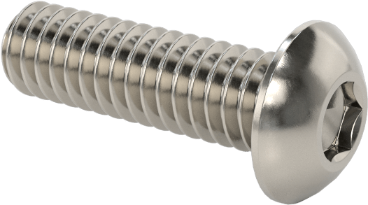 18-8 Paslanmaz Çelik Düğme Başlı Altıgen Soketli Vida, 1-72 Diş Boyutu, 1/4" Uzunluk