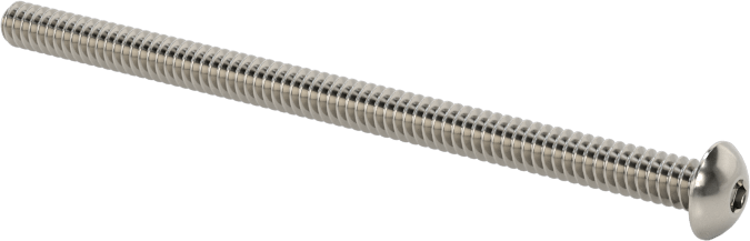 18-8 Paslanmaz Çelik Düğme Başlı Altıgen Soketli Vida, 2-56 Diş Boyutu, 1-1/2" Uzunluk