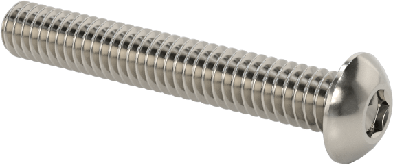 18-8 Paslanmaz Çelik Düğme Başlı Altıgen Soketli Vida, 1-72 Diş Boyutu, 1/2" Uzunluk