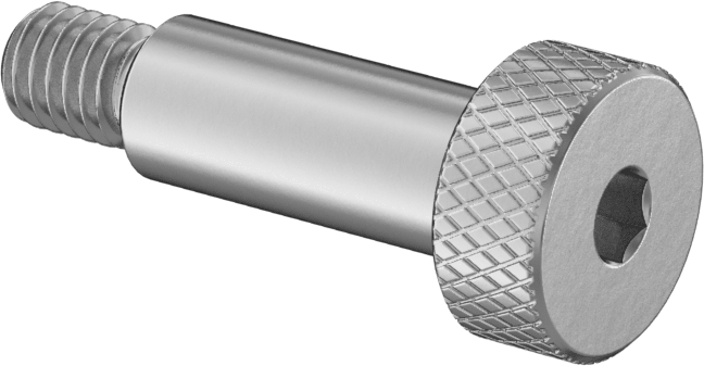 Başparmak Tutamaklı 18-8 Paslanmaz Çelik Hassas Omuzlu Vida, 1/4" Omuz Çapı, 5/8" Omuz Uzunluğu, 10-32 Diş