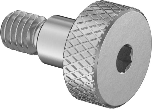 Başparmak Tutamaklı 18-8 Paslanmaz Çelik Hassas Omuzlu Vida, 5 mm Omuz Çapı, 5 mm Omuz Uzunluğu, M4 x 0,7 mm Diş