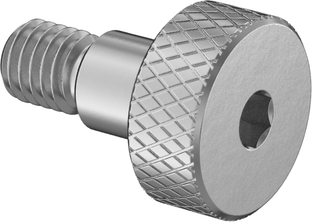 Başparmak Tutamaklı 18-8 Paslanmaz Çelik Hassas Omuzlu Vida, 6 mm Omuz Çapı, 6 mm Omuz Uzunluğu, M5 x 0,8 mm Diş
