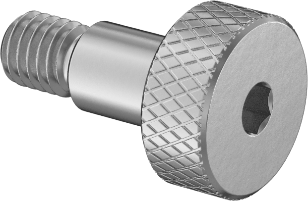 Başparmak Tutamaklı 18-8 Paslanmaz Çelik Hassas Omuzlu Vida, 6 mm Omuz Çapı, 8 mm Omuz Uzunluğu, M5 x 0,8 mm Diş