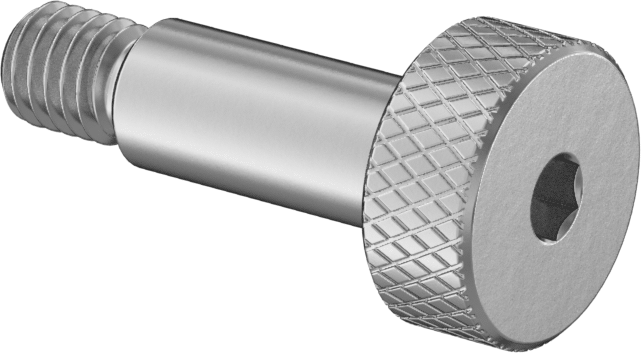 Başparmak Tutamaklı 18-8 Paslanmaz Çelik Hassas Omuzlu Vida, 6 mm Omuz Çapı, 14 mm Omuz Uzunluğu, M5 x 0,8 mm Diş