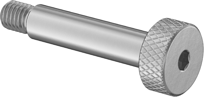 Başparmak Tutamaklı 18-8 Paslanmaz Çelik Hassas Omuzlu Vida, 6 mm Omuz Çapı, 25 mm Omuz Uzunluğu, M5 x 0,8 mm Diş