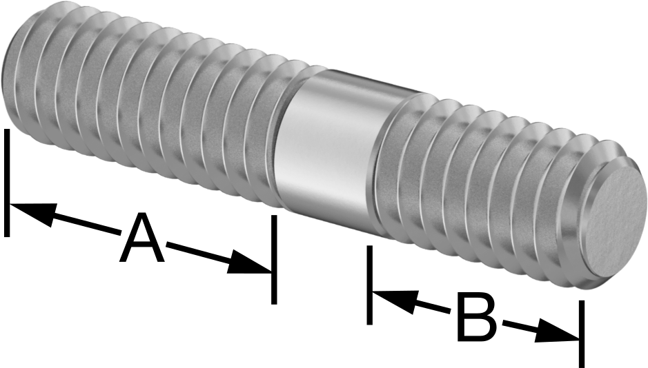 18-8 Paslanmaz Çelik Her İki Ucu Dişli Montaj Saplaması, 5/16"-18 Diş, 3/4“ ve 1/2” Diş Uzunlukları, 1-1/2" Uzunluk