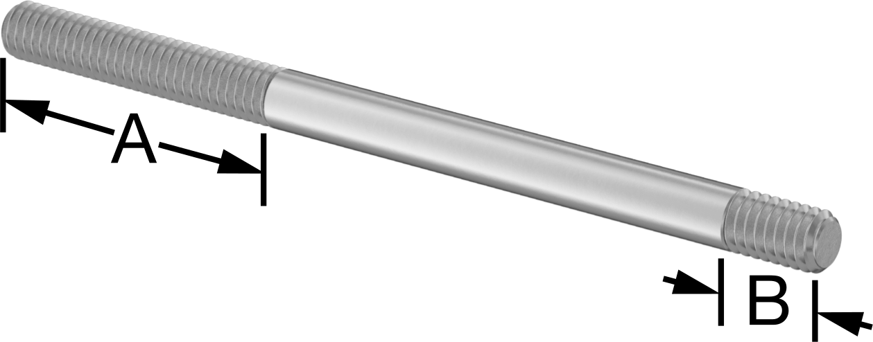 18-8 Paslanmaz Çelik Her İki Ucu Dişli Montaj Saplaması, 5/16"-18 Diş Boyutu, 1-3/4“ ve 1/2” Diş Uzunlukları, 5 inç Uzunluk