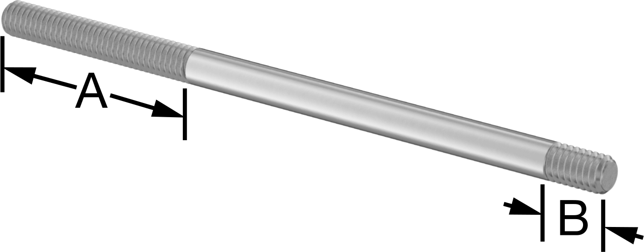 18-8 Paslanmaz Çelik Her İki Ucu Dişli Montaj Saplaması, 5/16"-18 Diş Boyutu, 2“ ve 1/2” Diş Uzunlukları, 6 inç Uzunluk
