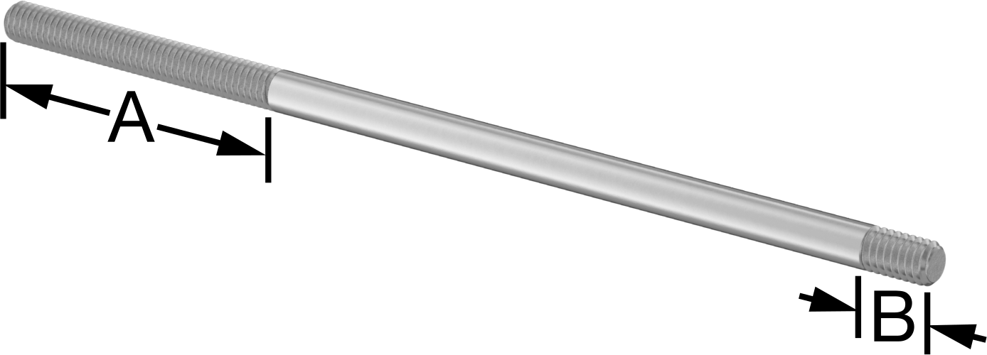 18-8 Paslanmaz Çelik Her İki Ucu Dişli Montaj Saplaması, 5/16"-18 Diş Boyutu, 2-1/2“ ve 1/2” Diş Uzunlukları, 8" Uzunluk