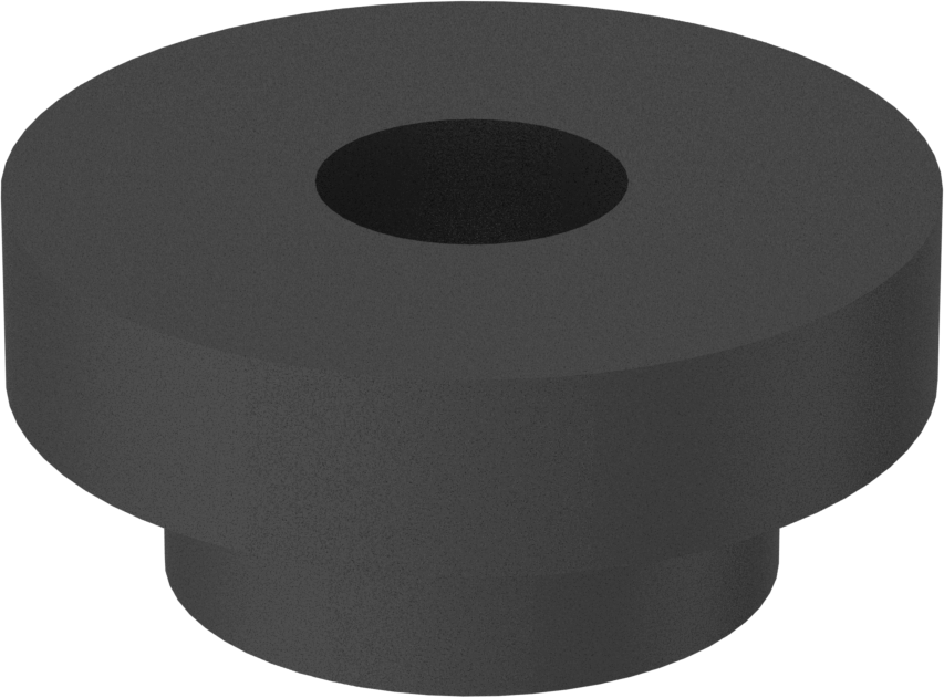 SBR Kauçuk İçi Boş İtmeli Tamponlar, 3/8" İç Çap için, 1/8" Gövde Yüksekliği, 9/16" OD