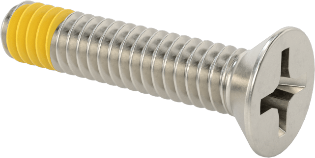 18-8 Paslanmaz Çelik Diş Kilitli Phillips Düz Başlı Vida, 1/4"-20 Diş Boyutu, 1-1/4" Uzunluk