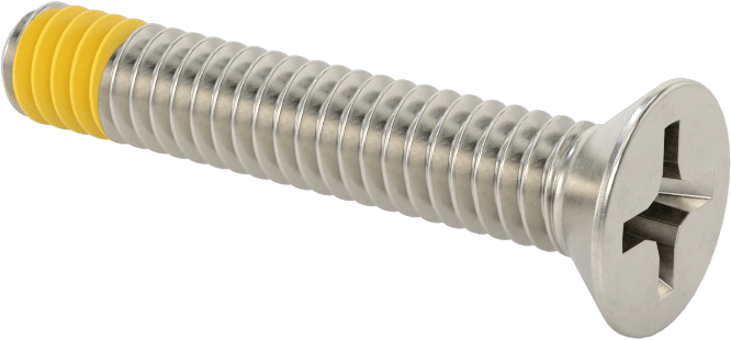 18-8 Paslanmaz Çelik Diş Kilitli Phillips Düz Başlı Vida, 1/4"-20 Diş Boyutu, 1-1/2" Uzunluk
