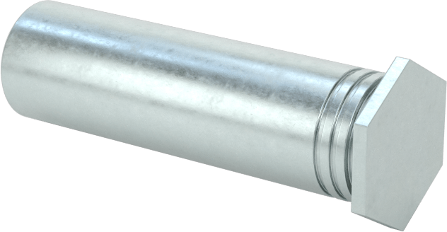 Pres Geçmeli Dişli Ara Parçalar, Kapalı Uçlu, Çinko Kaplı Çelik, 0.212" OD, 3/4" Uzunluk