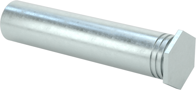 Pres Geçmeli Dişli Ara Parçalar, Kapalı Uçlu, Çinko Kaplı Çelik, 0.212" OD, 1" Uzunluk