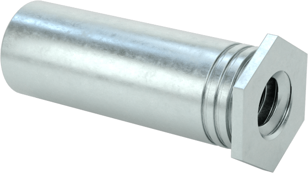 Pres Geçmeli Dişli Ara Parçalar, Açık Uçlu, Çinko Kaplı Çelik, 0.212" OD, 5/8" Uzunluk