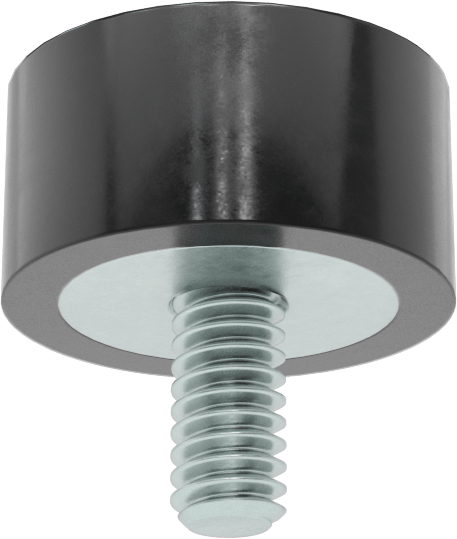 Yük Dereceli Güçlendirilmiş Dişli Tampon, Doğal Kauçuk ve Paslanmaz Çelik, 1/4"-20 Saplama, 1/2" Yükseklik, Durometer 50A