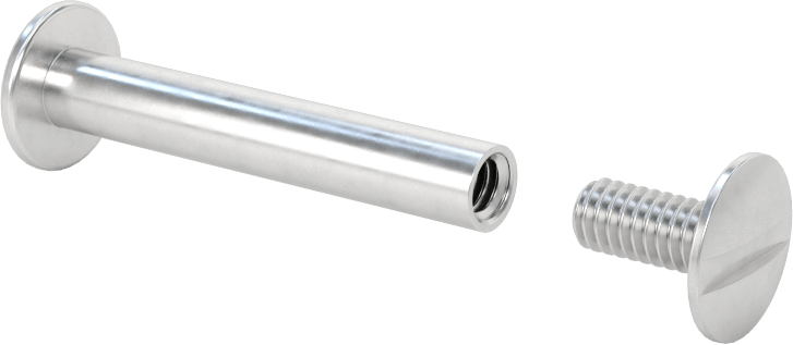 6063 Alüminyum Düşük Profilli Bağlantı Varilleri ve Vidaları, 8-32 Diş Boyutu, 1-1/4“-1-1/2” Malzeme Kalınlığı için