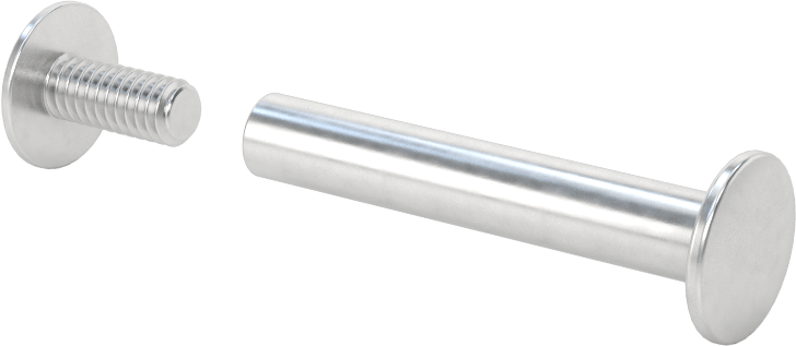 6063 Alüminyum Düşük Profilli Bağlantı Varilleri ve Vidaları, 8-32 Diş Boyutu, 1-1/4“-1-1/2” Malzeme Kalınlığı için