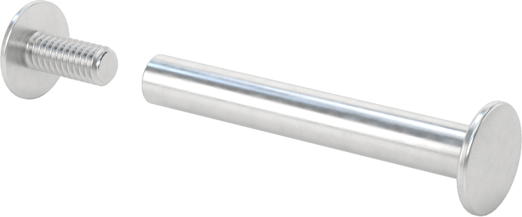 6063 Alüminyum Düşük Profilli Bağlantı Varilleri ve Vidaları, 8-32 Diş Boyutu, 1-1/2“-1-3/4” Malzeme Kalınlığı için