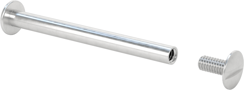 6063 Alüminyum Düşük Profilli Bağlantı Varilleri ve Vidaları, 8-32 Diş Boyutu, 2-1/4“-2-1/2” Malzeme Kalınlığı için