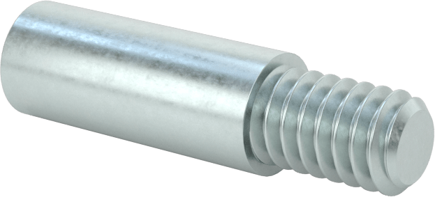 Düşük Profilli Ciltleme Silindirleri için Uzatma, Çinko Kaplı Çelik, 8-32 Diş Boyutu, 1/2" Uzunluk