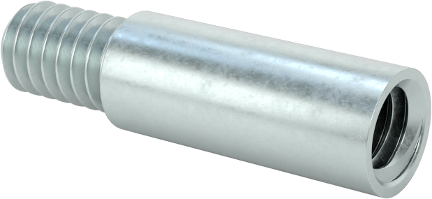 Düşük Profilli Ciltleme Silindirleri için Uzatma, Çinko Kaplı Çelik, 8-32 Diş Boyutu, 1/2" Uzunluk