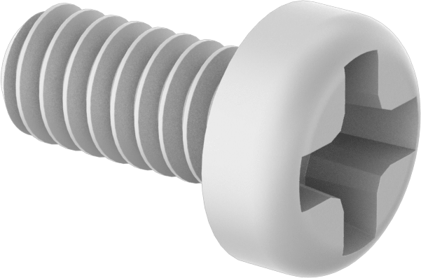 Naylon Silindir Başlı Vidalar, Phillips, 2-56 Diş, 3/16" Uzunluk