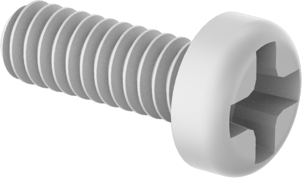 Naylon Silindir Başlı Vidalar, Phillips, 2-56 Diş, 1/4" Uzunluk