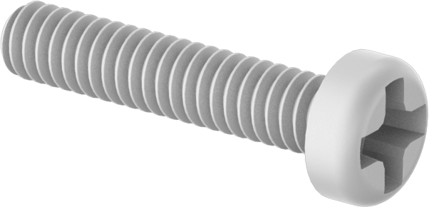 Naylon Silindir Başlı Vidalar, Phillips, 2-56 Diş, 7/16" Uzunluk