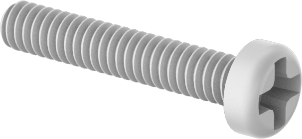 Naylon Silindir Başlı Vidalar, Phillips, 2-56 Diş, 1/2" Uzunluk
