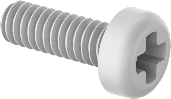 Naylon Silindir Başlı Vidalar, Phillips, 0-80 Diş, 3/16" Uzunluk
