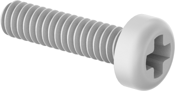 Naylon Silindir Başlı Vidalar, Phillips, 0-80 Diş, 1/4" Uzunluk