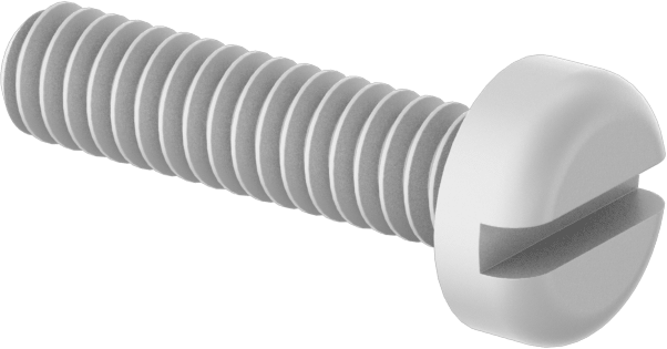 Naylon Silindir Başlı Oluklu Vidalar, 0-80 Diş, 1/4" Uzunluk